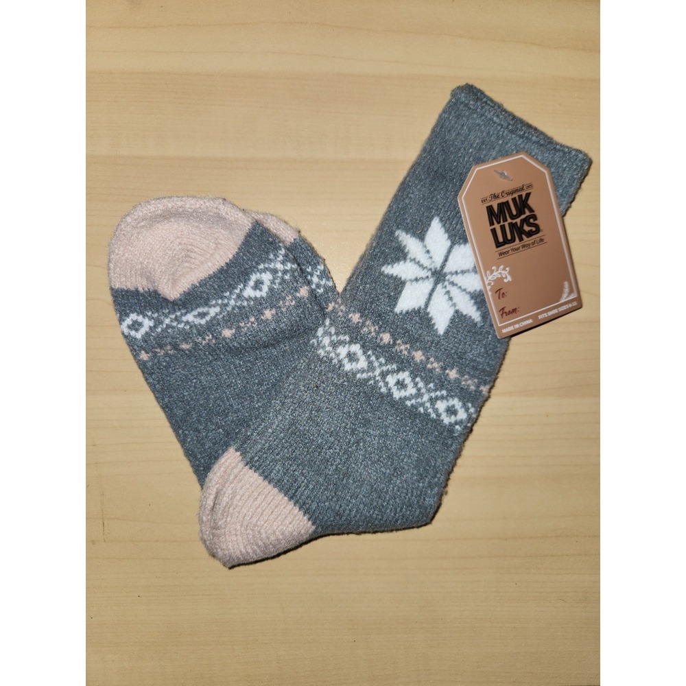 Muk Luks: Wear Your Way of‎ Life Crew Length Socks Women's Size 6-11 Grey~NEW